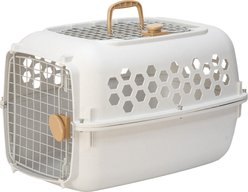 SportPet Designs Dog & Cat Travel Kennel, Cream & Gold, 24-in
