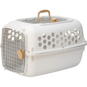 SportPet Designs Dog & Cat Travel Kennel, Cream & Gold, 24-in