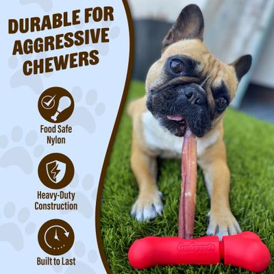 Show full view: GoSports Pets Chew Champ Bully Stick Holder Dog Toy, Red, 6-in slide 2 of 8