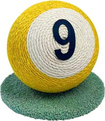 NonoPets Billiard Ball Stylish Sisal Rope Scratching Cat Toy, 8 x 8-in, Yellow