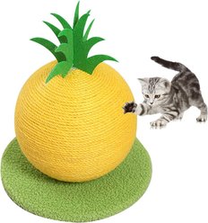 NonoPets Fruit Fun Sisal Rope Scratching Ball Cat Toy, Yellow
