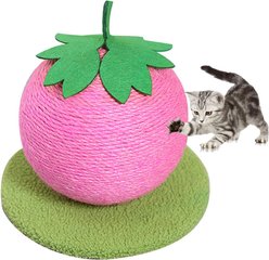 NonoPets Fruit Fun Sisal Rope Scratching Ball Cat Toy, Pink