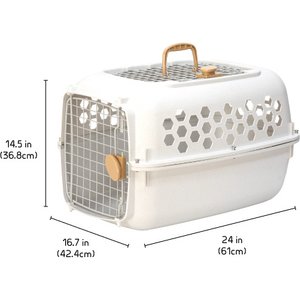 SportPet Designs Dog & Cat Travel Kennel, Cream & Gold, 24-in