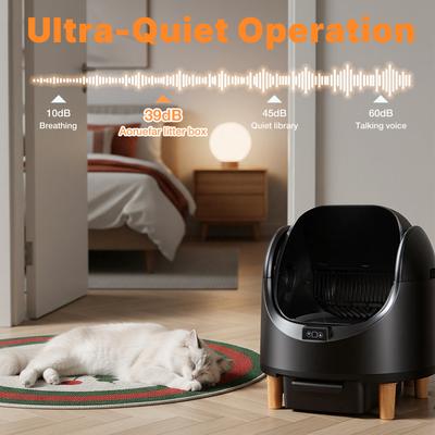 Show full view: Aoruefar Open-Top Smart Self Cleaning Cat Litter Box Bundle, Black slide 8 of 9
