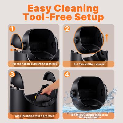 Show full view: Aoruefar Open-Top Smart Self Cleaning Cat Litter Box Bundle, Black slide 9 of 9