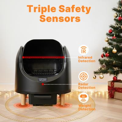 Show full view: Aoruefar Open-Top Smart Self Cleaning Cat Litter Box Bundle, Black slide 7 of 9