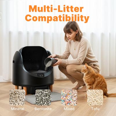 Show full view: Aoruefar Open-Top Smart Self Cleaning Cat Litter Box Bundle, Black slide 5 of 9