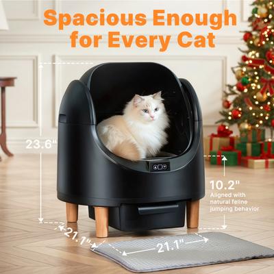Show full view: Aoruefar Open-Top Smart Self Cleaning Cat Litter Box Bundle, Black slide 2 of 9