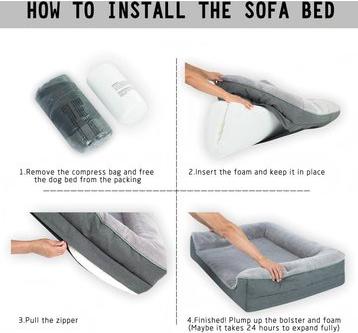 Show full view: LFC PETS Waterproof Orthopedic Bolster Dog & Cat Bed with Removable Cover, Grey, Medium slide 6 of 8