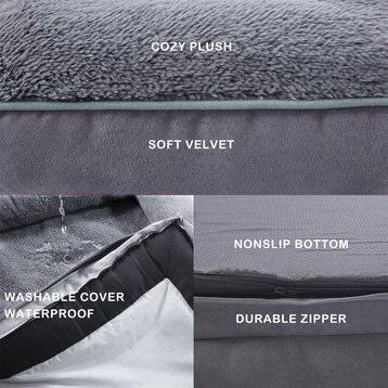 Show full view: LFC PETS Waterproof Orthopedic Bolster Dog & Cat Sofa Bed with Removable Cover, Dark Grey, X-Large slide 7 of 9