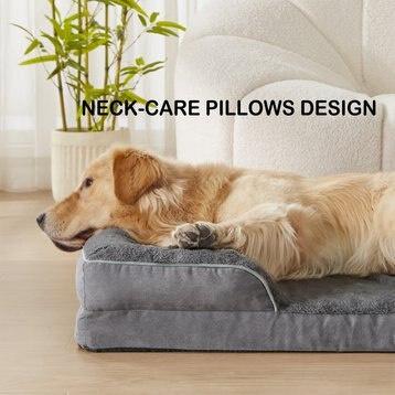 Show full view: LFC PETS Waterproof Orthopedic Bolster Dog & Cat Sofa Bed with Removable Cover, Dark Grey, X-Large slide 6 of 9