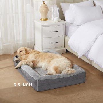 Show full view: LFC PETS Waterproof Orthopedic Bolster Dog & Cat Sofa Bed with Removable Cover, Grey, Medium slide 6 of 9