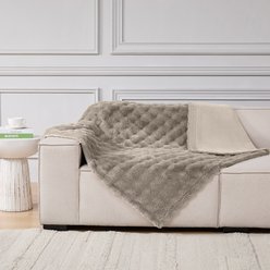 MODERN THREADS Water-Resistant Faux Rabbit Fur Ultra-Soft Plush Couch Blanket for Dogs & Cats, Brown, Large slide 2 of 6