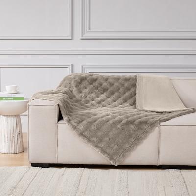 Show full view: MODERN THREADS Water-Resistant Faux Rabbit Fur Ultra-Soft Plush Couch Blanket for Dogs & Cats, Brown, Medium slide 6 of 8