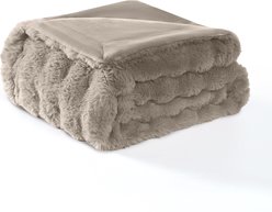 MODERN THREADS Water-Resistant Faux Rabbit Fur Ultra-Soft Plush Couch Blanket for Dogs & Cats, Brown, Large