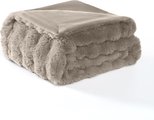 MODERN THREADS Water-Resistant Faux Rabbit Fur Ultra-Soft Plush Couch Blanket for Dogs & Cats, Brown, Large