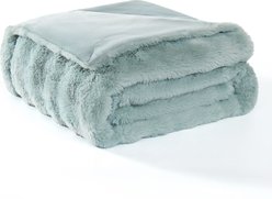 MODERN THREADS Water-Resistant Faux Rabbit Fur Ultra-Soft Plush Couch Blanket for Dogs & Cats, Light Blue, Large