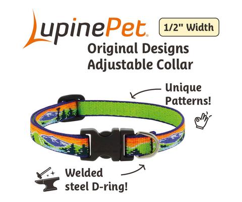 Show full view: LupinePet Nature Inspired Original Design Adjustable Nylon Dog Collar, High Country, XX-Small: 6 to 9-in neck, 1/2-in wide slide 2 of 6