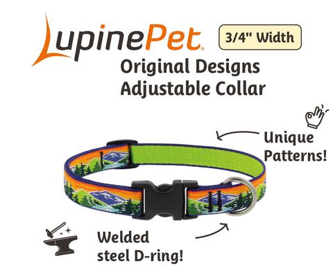 Show full view: LupinePet Nature Inspired Original Design Adjustable Nylon Dog Collar, High Country, Medium: 13 to 22-in neck, 3/4-in wide slide 5 of 9