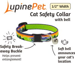 LupinePet Nature Inspired Original Design Safety Buckle Nylon Adjustable Breakaway Cat Collar with Bell, 8 to 12-in neck, 1/2-in wide, High Country slide 2 of 4