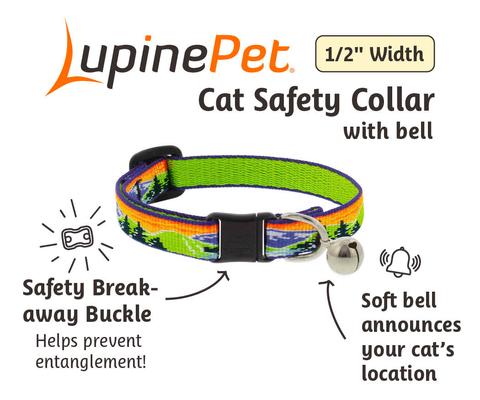 Show full view: LupinePet Nature Inspired Original Design Safety Buckle Nylon Adjustable Breakaway Cat Collar with Bell, 8 to 12-in neck, 1/2-in wide, High Country slide 3 of 5