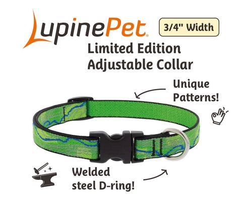 Show full view: LupinePet Nature Inspired Original Design Adjustable Nylon Dog Collar, Intervale, Small: 9 to 14-in neck, 3/4-in wide slide 3 of 7