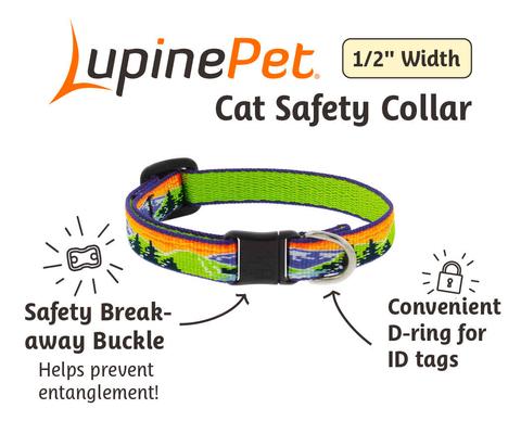Show full view: LupinePet Nature Inspired Original Design Safety Buckle Nylon Adjustable Breakaway Cat Collar, 8 to 12-in neck, 1/2-in wide, High Country slide 2 of 4
