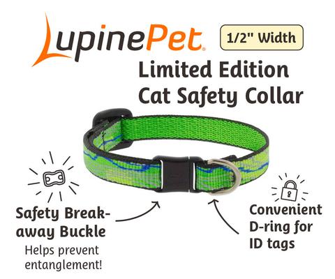 Show full view: LupinePet Nature Inspired Original Design Safety Buckle Nylon Adjustable Breakaway Cat Collar, 8 to 12-in neck, 1/2-in wide, Intervale slide 2 of 4