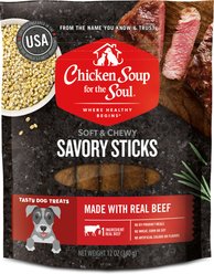 Chicken Soup for the Soul Savory Sticks Beef Grain-Free Adult Soft & Chewy Dog Treats, 12-oz bag