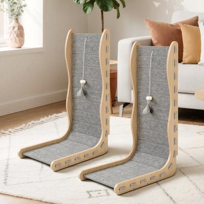 Show full view: Happy & Polly 26.8-in Cozy Felt Cat Scratcher, Grey, 2 count slide 2 of 9