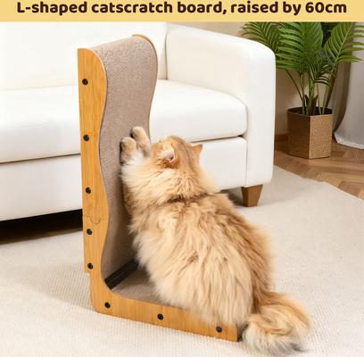 Show full view: Happy & Polly L-Shape Double-Sided Cardboard Cat Scratcher, Brown, 26-in, 2 count slide 6 of 10