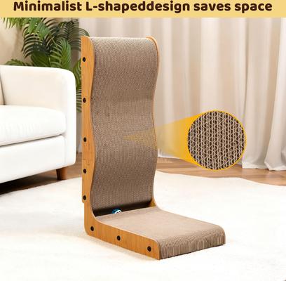 Show full view: Happy & Polly L-Shape Double-Sided Cardboard Cat Scratcher, Brown, 26-in, 2 count slide 5 of 10