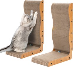 Happy & Polly L-Shape Double-Sided Cardboard Cat Scratcher, Brown, 26-in, 2 count