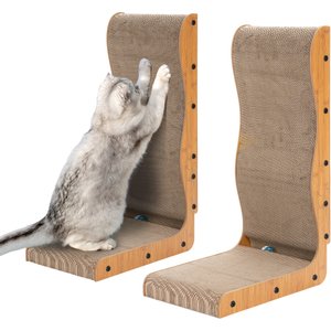 Happy & Polly L-Shape Double-Sided Cardboard Cat Scratcher, Brown, 26-in, 2 count