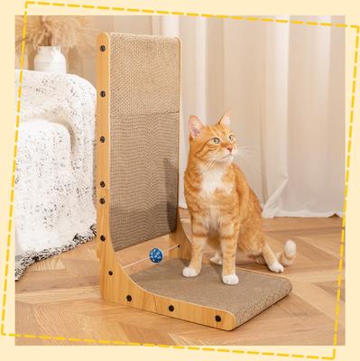 Show full view: Happy & Polly L-Shaped 25.6-in Cat Scratcher with Elastic Toy, 2 count slide 2 of 9