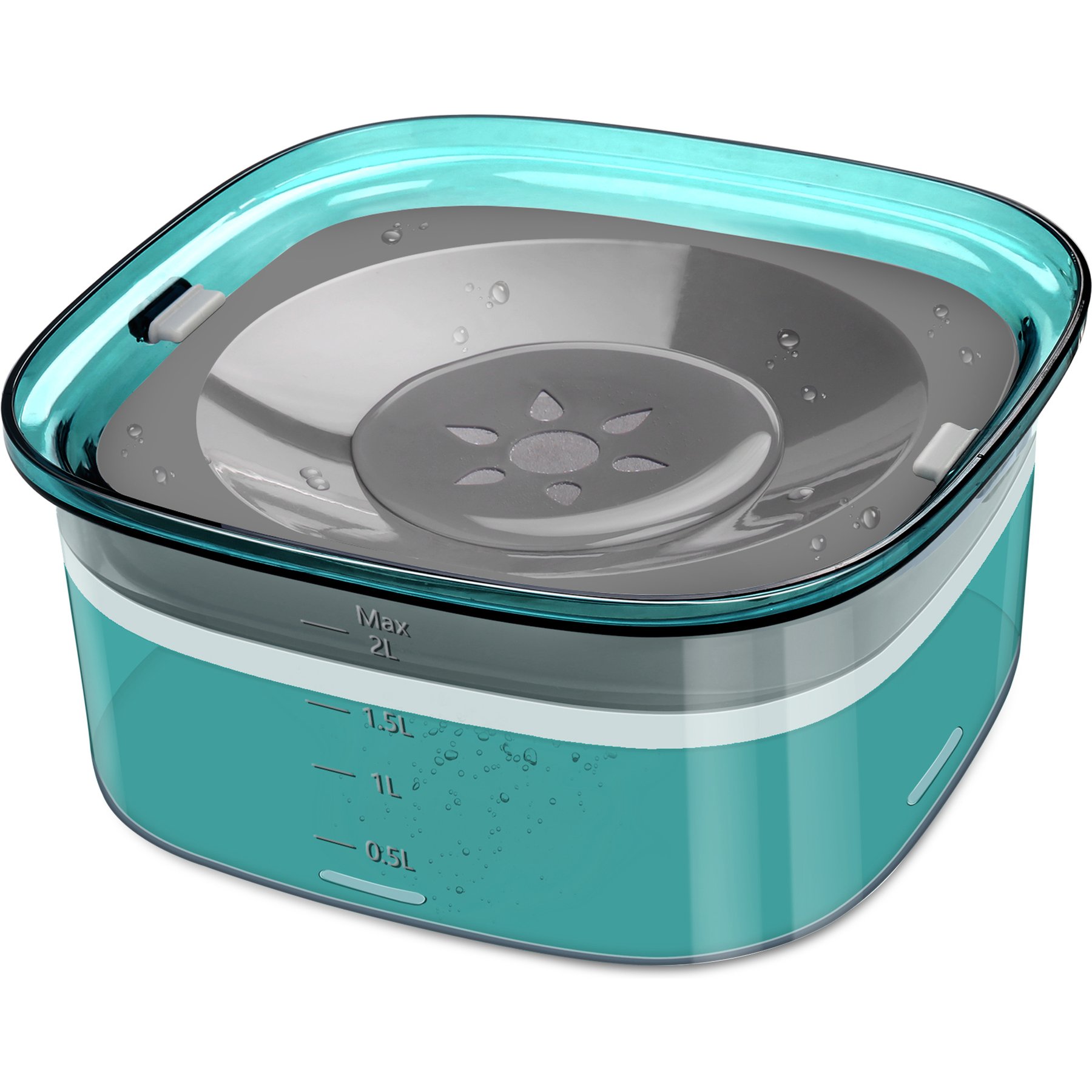 UPSKY Spill Proof, No Splash Non-Skid Plastic Slow Feeder Dog & Cat Water Bowl, 2-L, Green