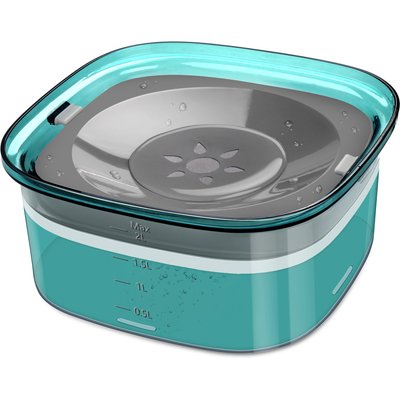 UPSKY UPSKY Spill Proof, No Splash Non-Skid Plastic Slow Feeder Dog & Cat Water Bowl, 2-L, Green