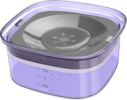 UPSKY Spill Proof, No Splash Non-Skid Plastic Slow Feeder Dog & Cat Water Bowl, 2-L, Purple