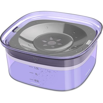 UPSKY UPSKY Spill Proof, No Splash Non-Skid Plastic Slow Feeder Dog & Cat Water Bowl, 2-L, Purple