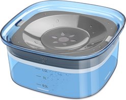 UPSKY Spill Proof, No Splash Non-Skid Plastic Slow Feeder Dog & Cat Water Bowl, 2-L, Blue