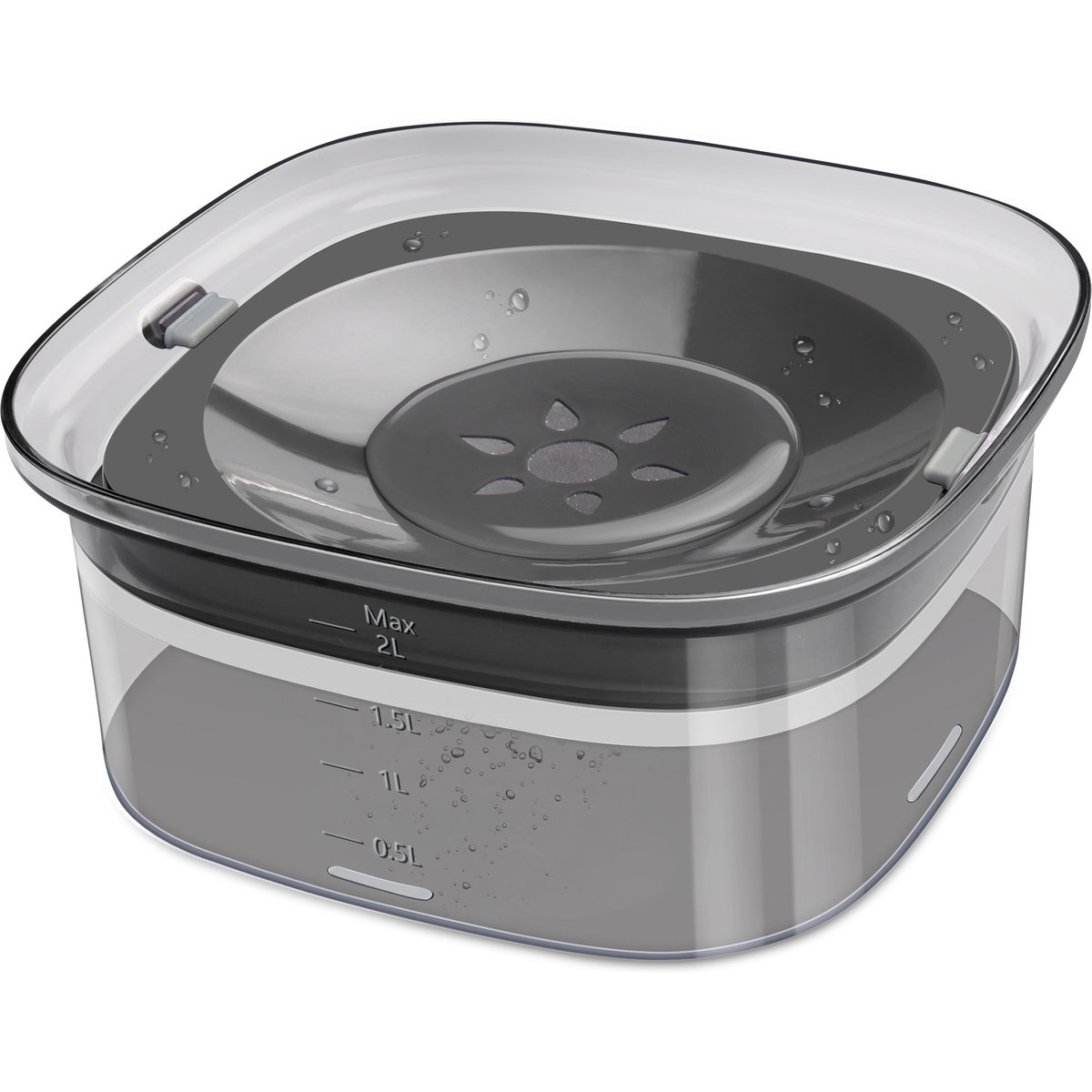 UPSKY Spill Proof, No Splash Non-Skid Plastic Slow Feeder Dog & Cat Water Bowl, 2-L, Black