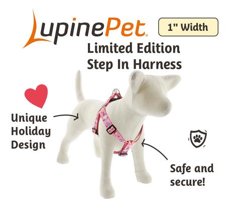 Show full view: LupinePet Valentine Adjustable Step In Dog Harness, Lovable Gnomes, Medium: 19 to 28-in chest, 1-in wide slide 2 of 6