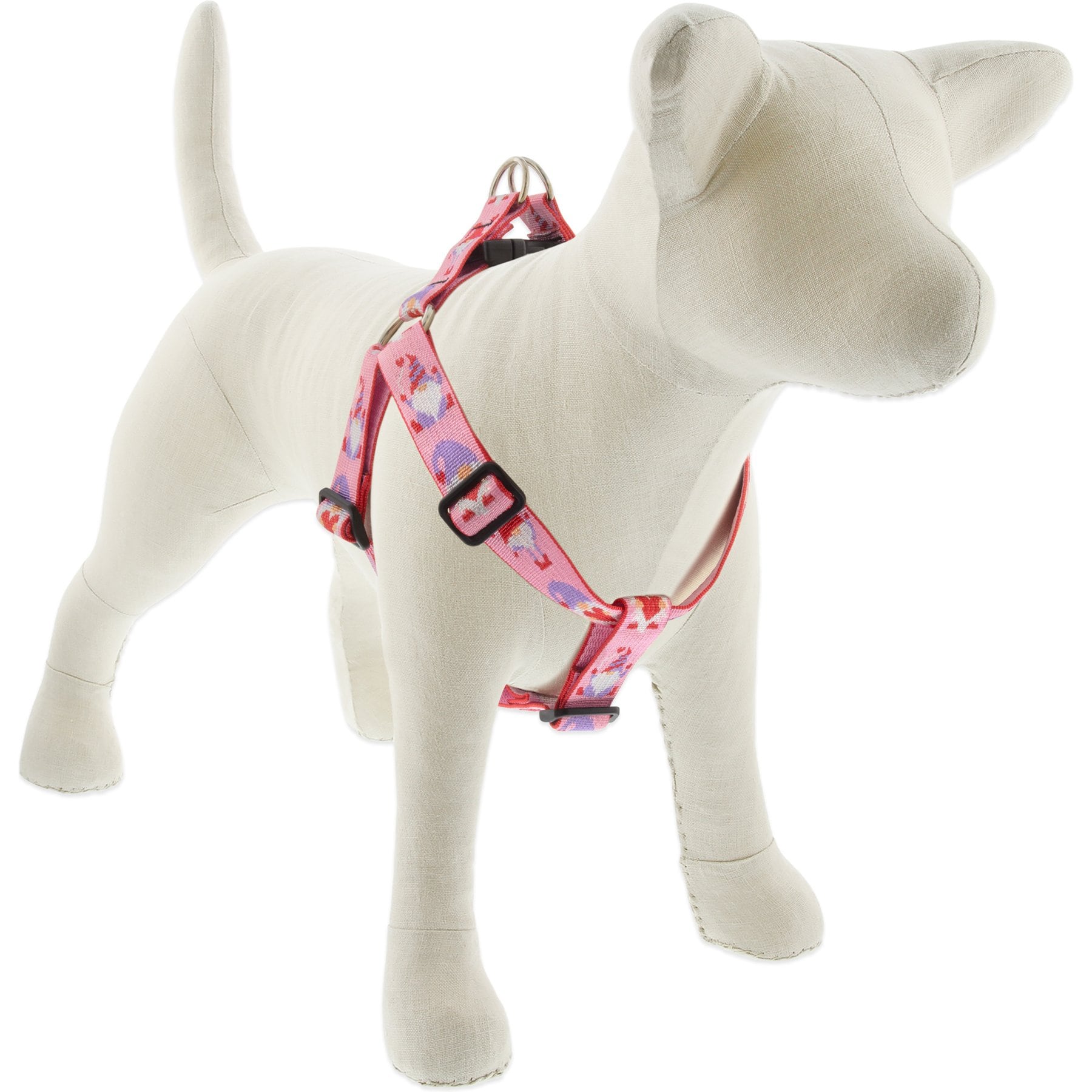 LupinePet Valentine Adjustable Step In Dog Harness, Lovable Gnomes, Large: 24 to 38-in chest, 1-in wide