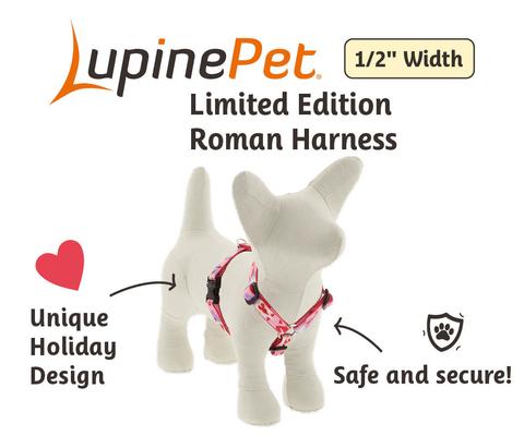 Show full view: LupinePet Valentine Adjustable Dog Harness, Lovable Gnomes, X-Small: 9 to 14-in chest, 1/2-in wide slide 2 of 6