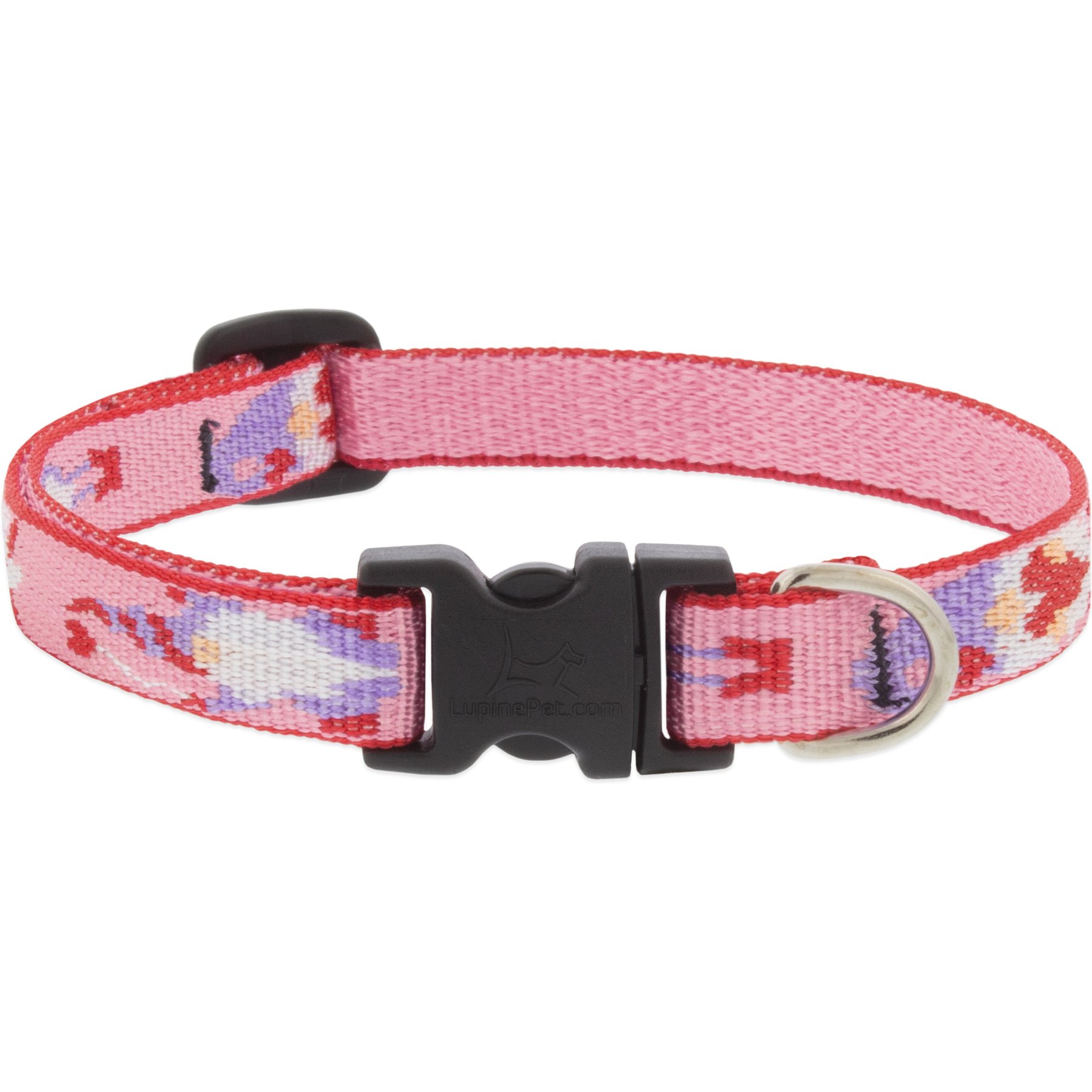 LupinePet Valentine Adjustable Nylon Dog Collar, Lovable Gnomes, XX-Small: 6 to 9-in neck, 1/2-in wide