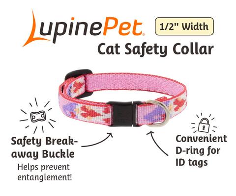Show full view: LupinePet Valentine Adjustable Buckle Safety Breakaway Cat Collar, Lovable Gnomes, 8 to 12-in neck, 1/2-in wide slide 2 of 3