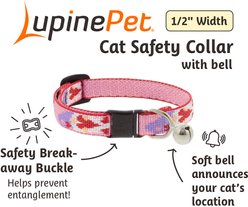 LupinePet Valentine Adjustable Buckle Safety Breakaway Cat Collar with Bell, Lovable Gnomes, 8 to 12-in neck, 1/2-in wide slide 2 of 3