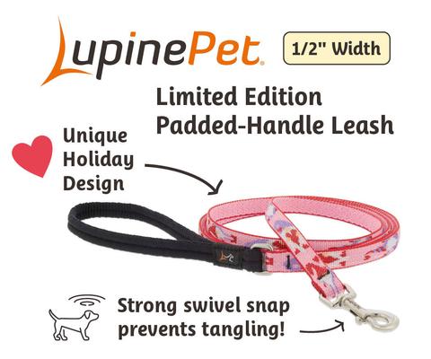 Show full view: LupinePet Valentine Padded Handle Small Dog & Cat Leash, Lovable Gnomes, Regular: 6-ft long, 1/2-in wide slide 3 of 6