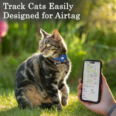 Show full view: OOPSDOGGY Indoor & Outdoor Non Breakaway AirTag Holder Cat Collar with Bell, Beige, 8 to 11-in neck, 1/2-in wide slide 8 of 9