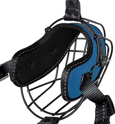 Show full view: OOPSDOGGY Adjustable Breathable Wire Basket Metal Rottweiler Dog Muzzle, Blue slide 8 of 9